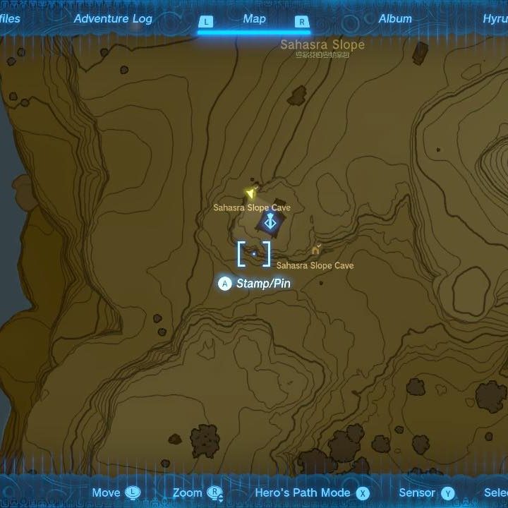 A map showing the location of the Sahasra Slope Tower in The Legend of Zelda: Tears of the Kingdom.