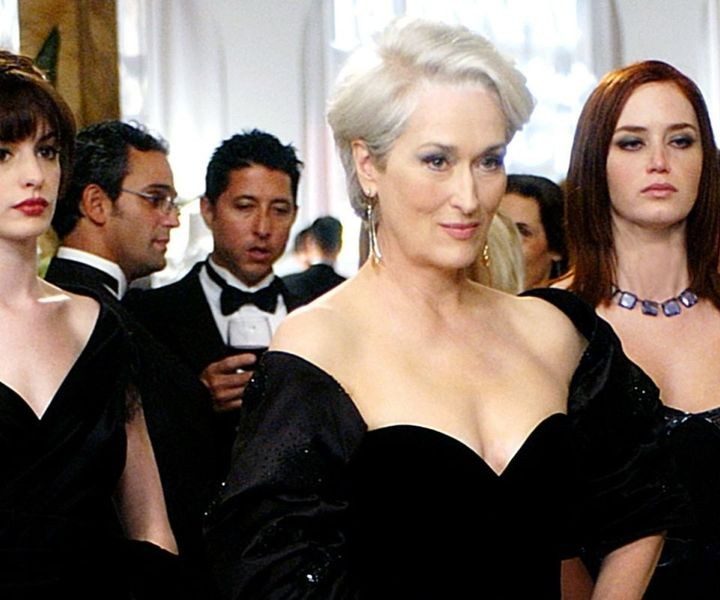 Three women attend a party in The Devil Wears Prada.