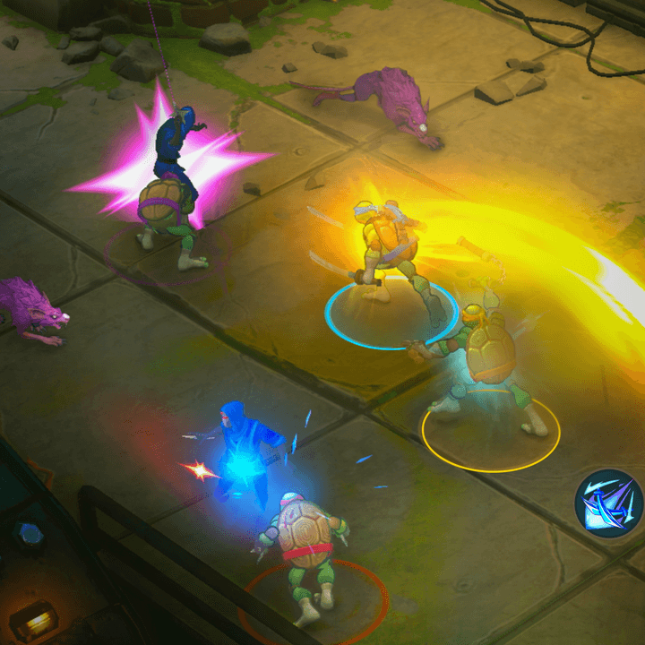 The Teenage Mutant Ninja Turtles battle rats in TMNT: Splintered Fate.