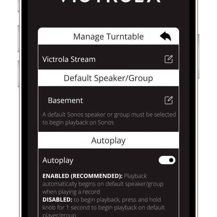 The Victrola app for the Stream Carbon.