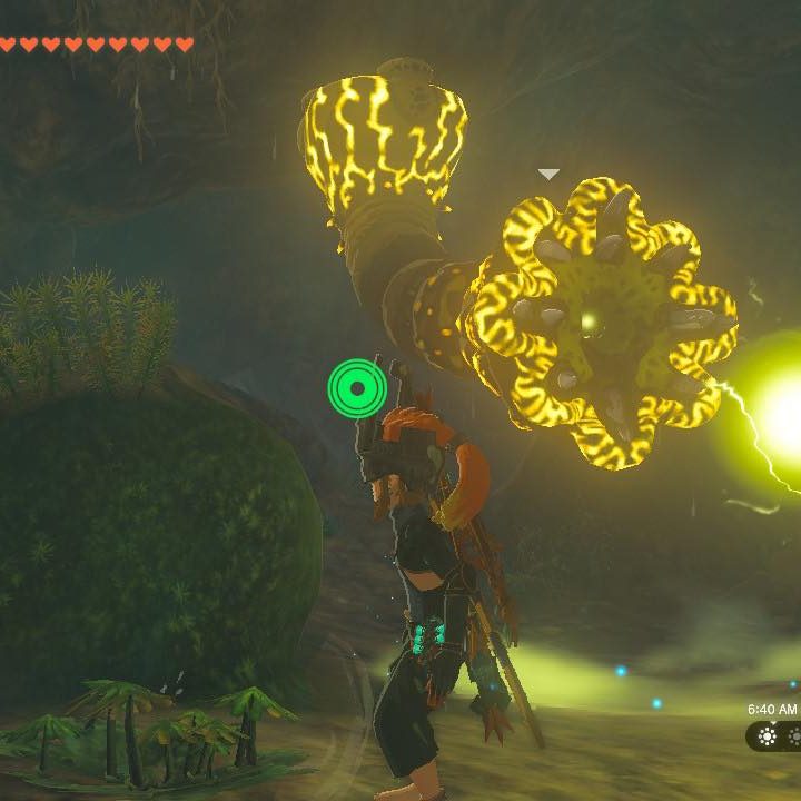 An electrified Like Like shoots charges at Link in The Legend of Zelda: Tears of the Kingdom.