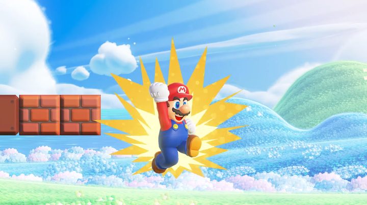 Mario turning into Super Mario.