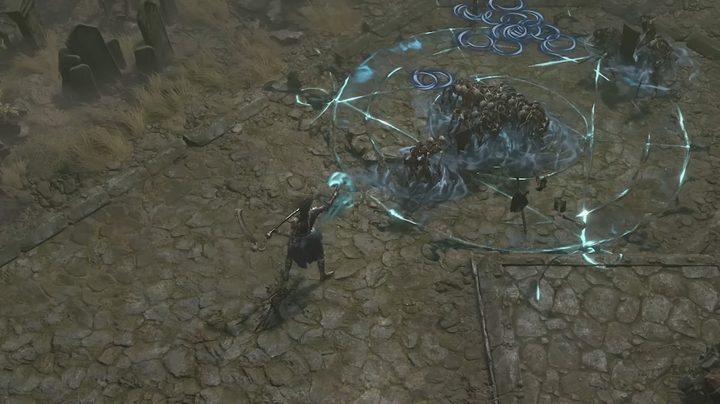 A necromancer summoning a big demonic seal.