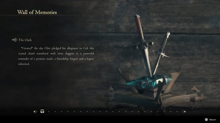 A description of the oath item in the wall of memories.