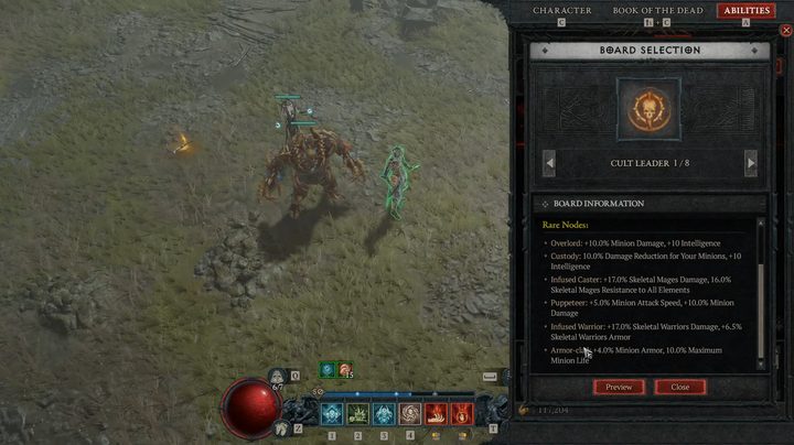 Selecting a paragon board in Diablo 4.