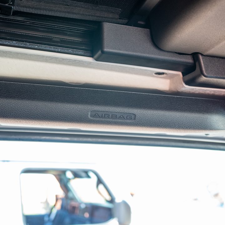 Side curtain airbag in a 2024 Jeep Wrangler.