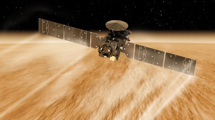 a spacecraft slowing down in the Venus atmosphere