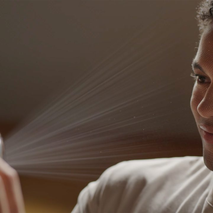 Someone scanning their face with Apple Vision Pro.