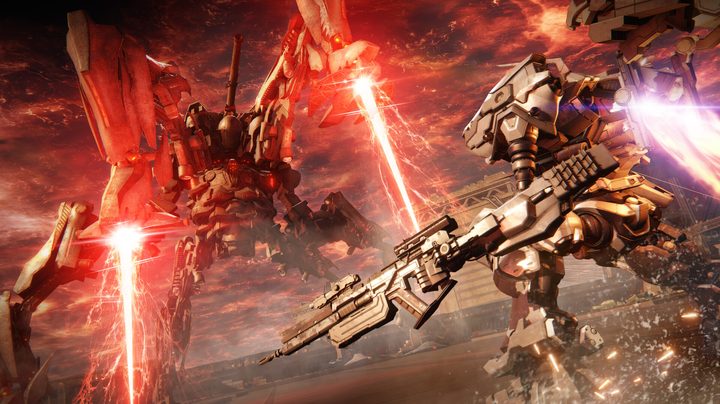 A boss fight in Armored Core 6.