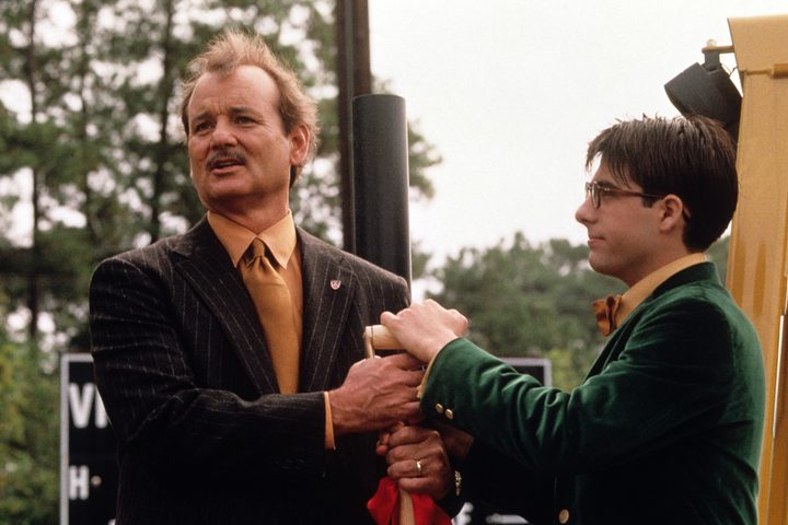 Bill Murray and Jason Schwartzman hold onto the same cane in Rushmore.