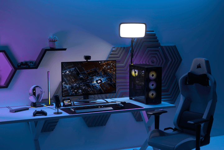 Gaming PC on a desk.