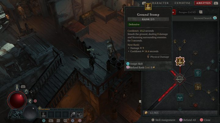 A skill tree showing Barbarian skills