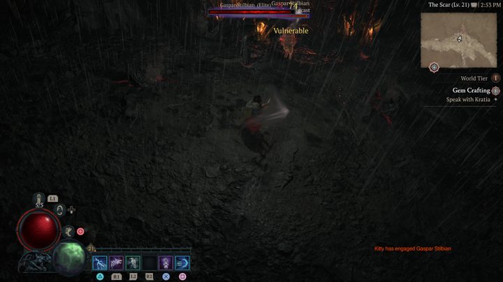 Battling boss in Diablo 4.