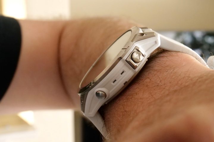 The side of the Garmin Epix Pro (Gen 2) worn on a person's wrist.