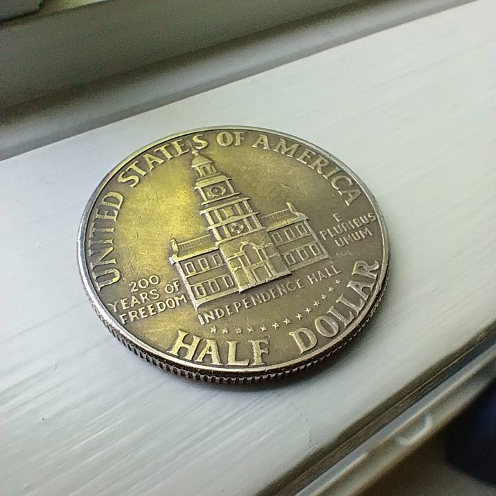 A crisp image of a half dollar coin using the Moto G 5G's macro camera.