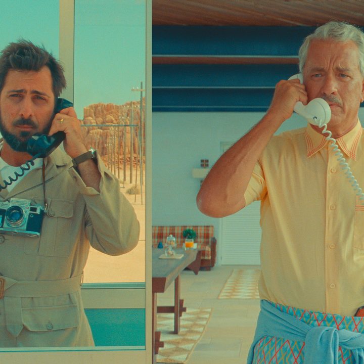 Jason Schwartzman and Tom Hanks talk on the phone in Asteroid City.