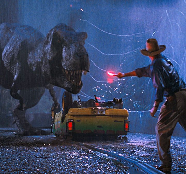 Dr. Grant distracts the T-Rex in Jurassic Park.