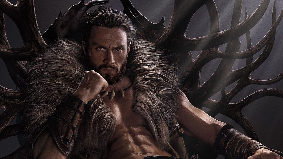Aarron Taylor-Johnson in the official poster for "Kraven the Hunter."