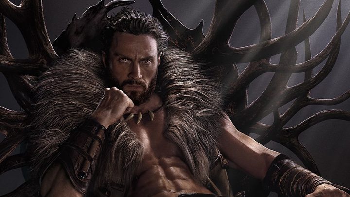 Aarron Taylor-Johnson in the official poster for Kraven the Hunter.