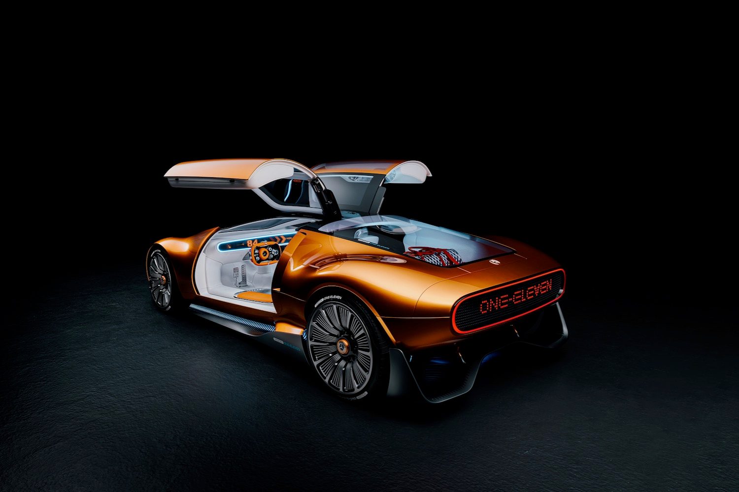 Rear three quarter view of the Mercedes-Benz Vision One-Eleven concept.