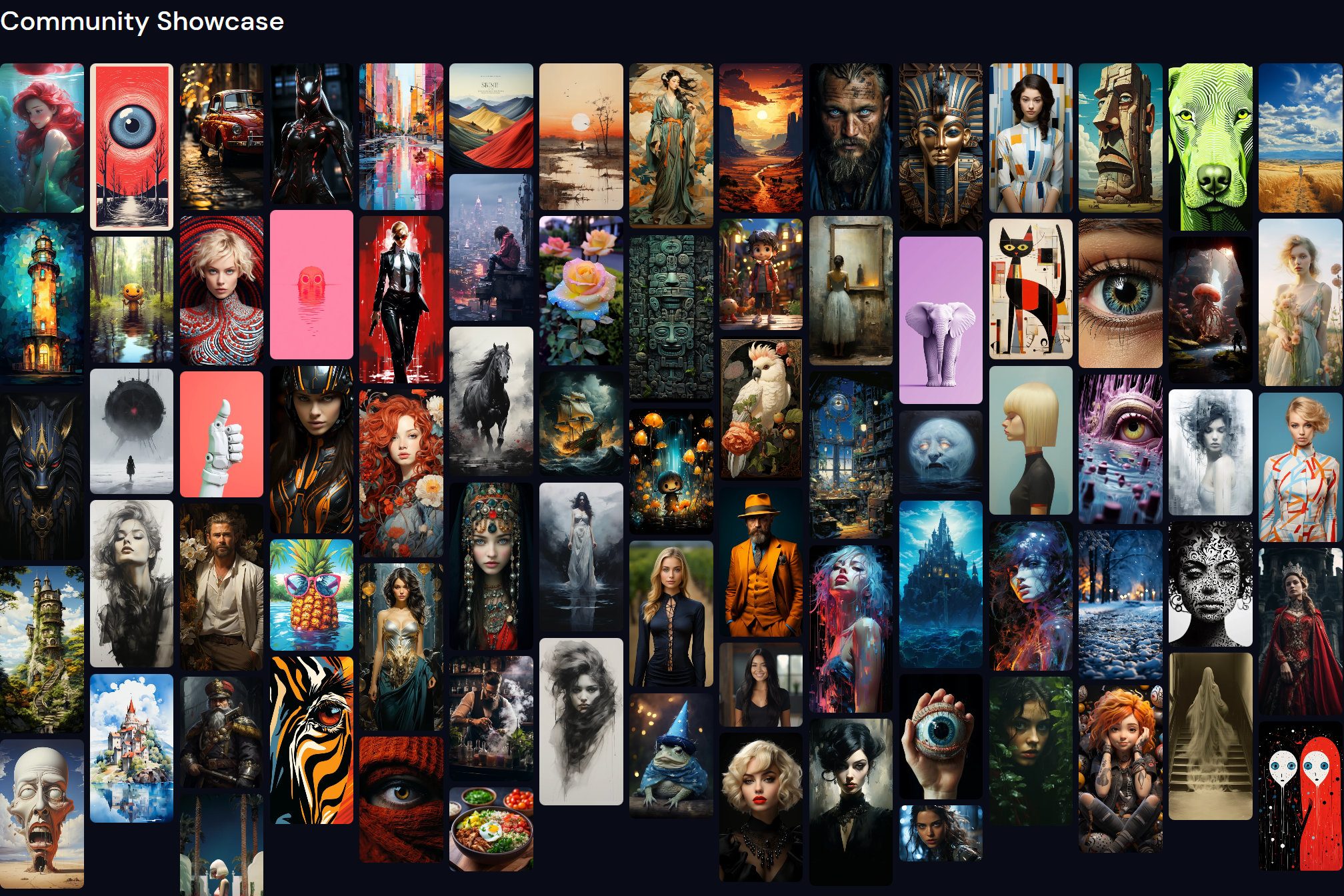 Midjourney is a versatile, high-quality AI art generator, as seen in the community showcase.
