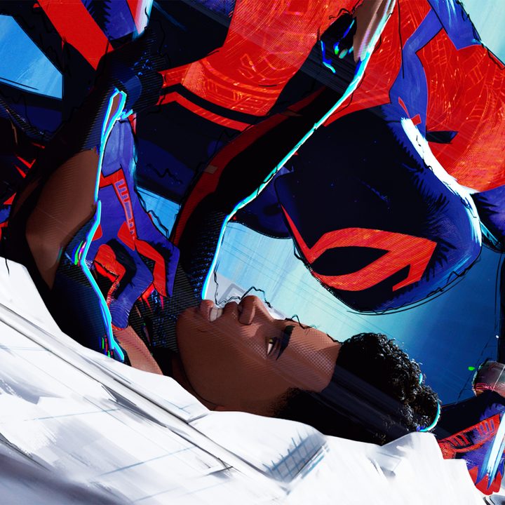 Miguel holds Miles down in Spider-Man: Across the Spider-Verse.