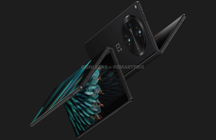 Partially unfolded render of the OnePlus V Fold