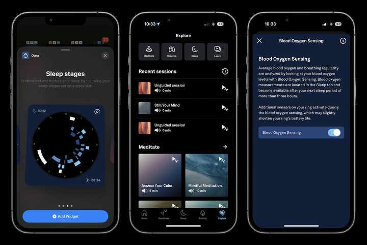 Screenshots taken from the Oura Ring app.