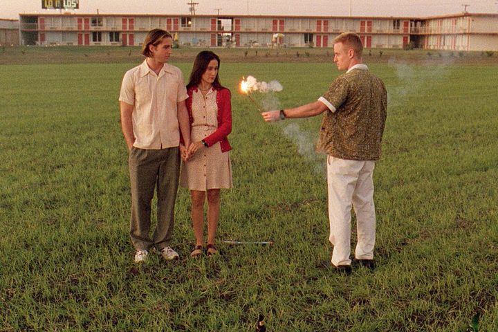 Owen Wilson holds a sparkler in Bottle Rocket.
