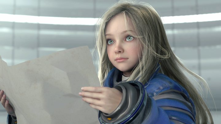 Diana holds a piece of paper in Pragmata.