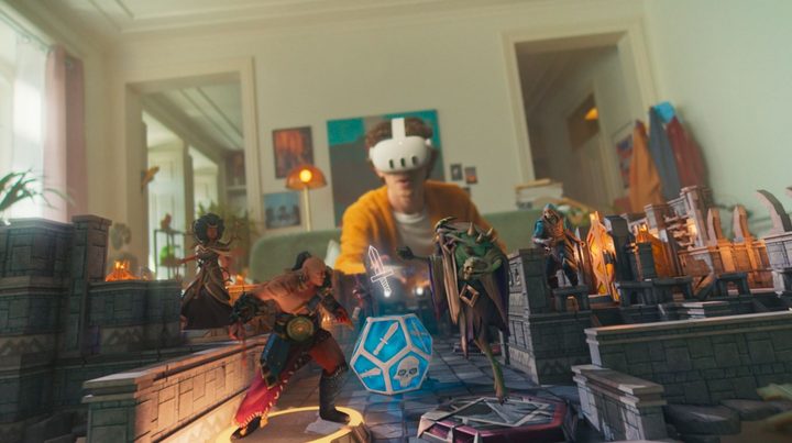 A person plays Demeo on the Meta Quest 3.