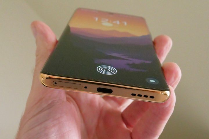 The Realme 11 Pro+'s charging port.