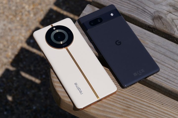 The Realme 11 Pro+ and the Google Pixel 7a.
