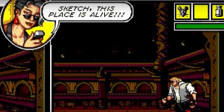 Sketch runs through a comic book in Comix Zone