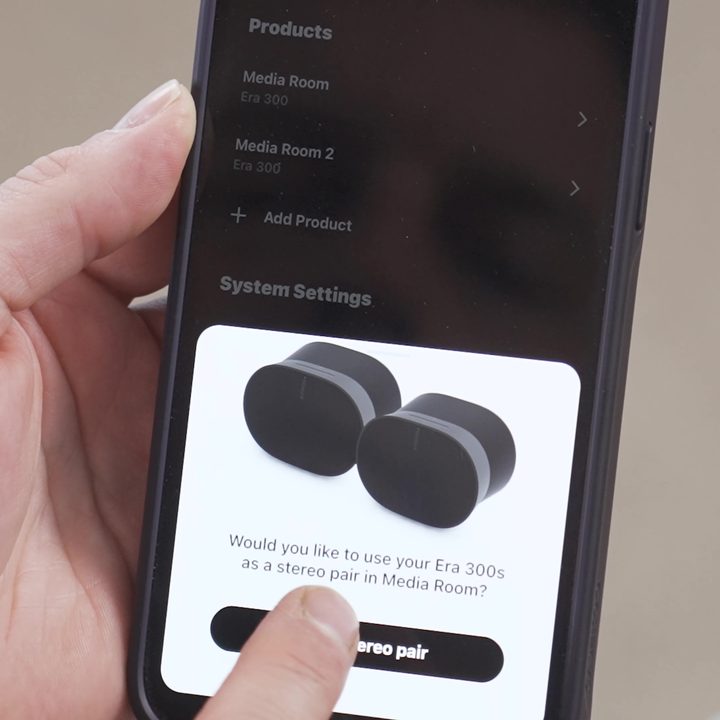 System settings in the app for the Sonos Era 300 speakers.