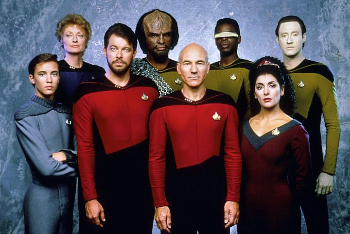 A cast photo of Star Trek: The Next Generation season 2.