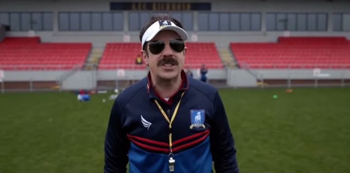 Ted as "Led Tasso" in "Ted Lasso."
