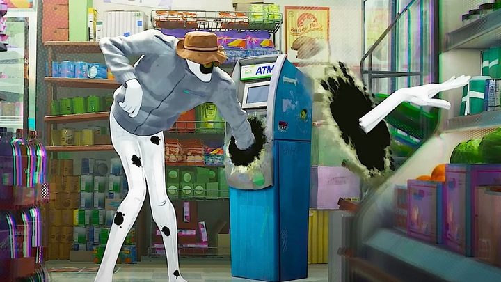 The Spot stealing from an ATM in Across the Spider-Verse