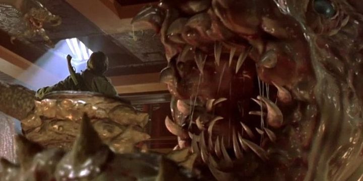The sea monster grabs a victim in Deep Rising