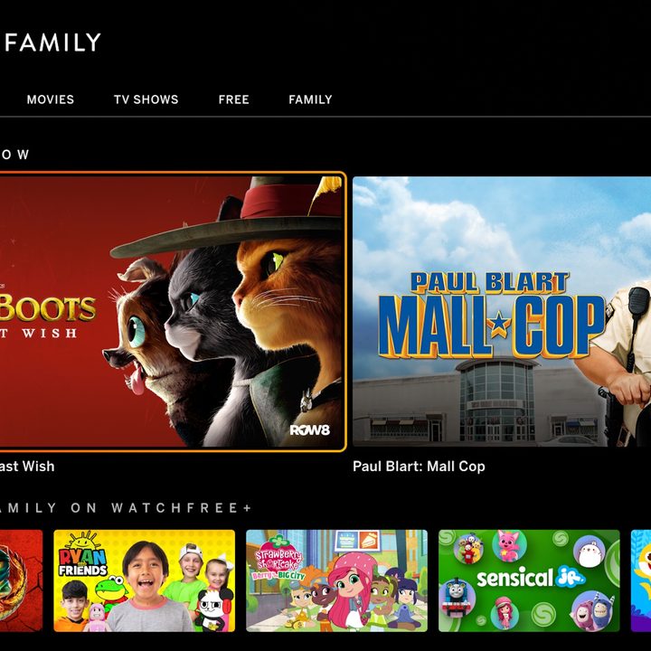 Vizio Home Screen 2023 kids and family page.
