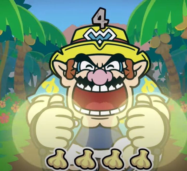 Wario runs out of a jungle in WarioWare: Move It!