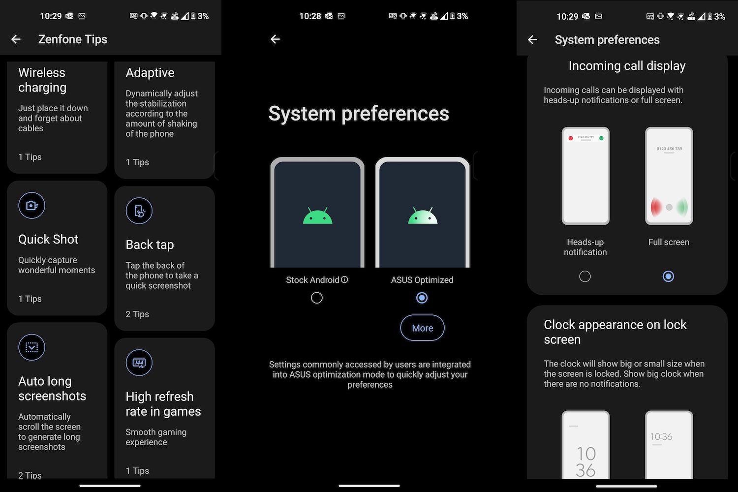 Screenshots taken from the Asus Zenfone 10.