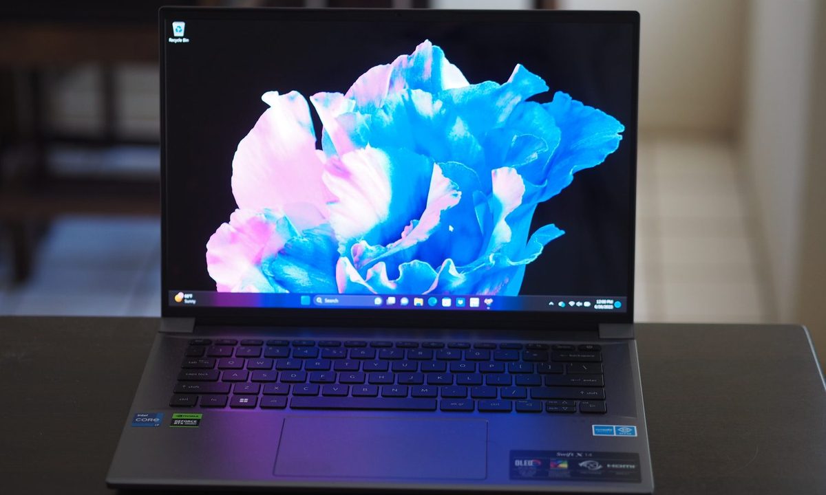 Acer Swift X 14 front view showing display and keyboard deck.
