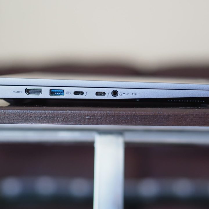 Acer Swift X 14 left side view showing ports.
