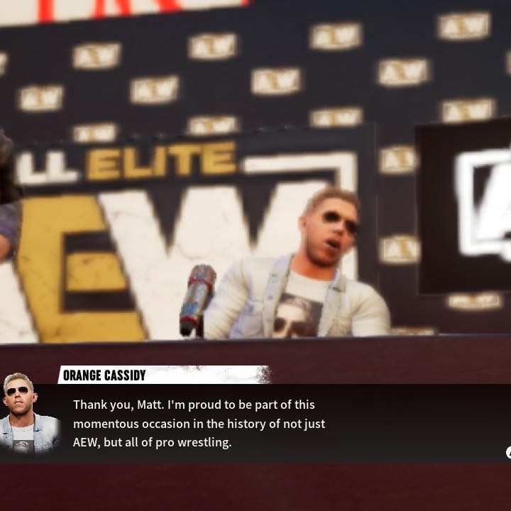 A screenshot from the Switch version of AEW: Fight Forever shows its blurry resolution.
