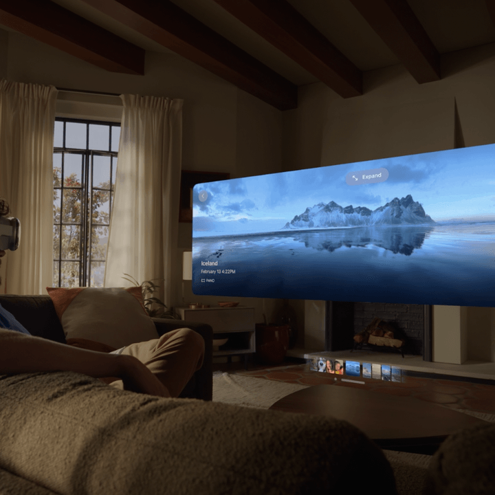 A person is watching a movie using the Apple Vision Pro.