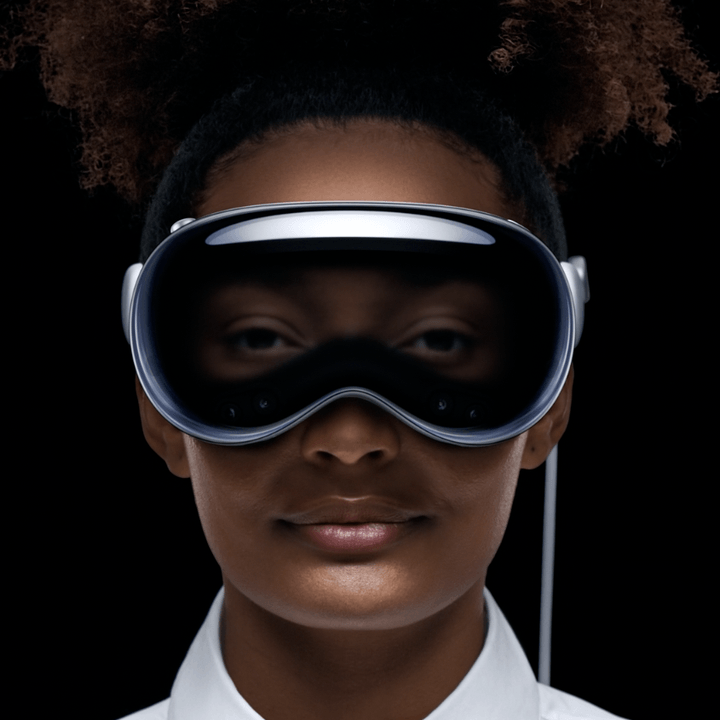 A person wearing Apple's Vision Pro headset.