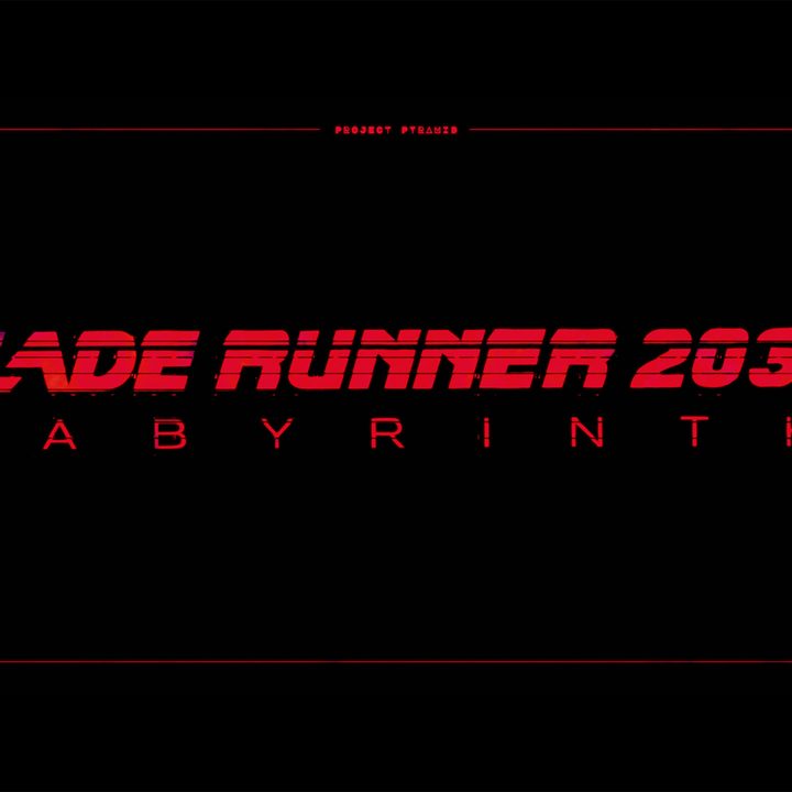A red logo for Blade Runner 2033: Labyrinth appears on a black background.