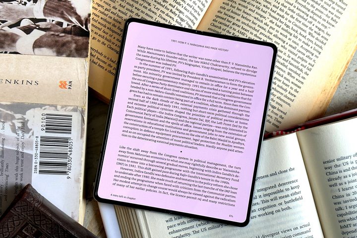 Samsung Galaxy Z Fold and books