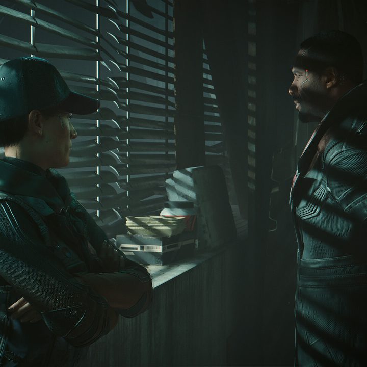 Reed speaks to Meyers in Cyberpunk 2077: Phantom Liberty.
